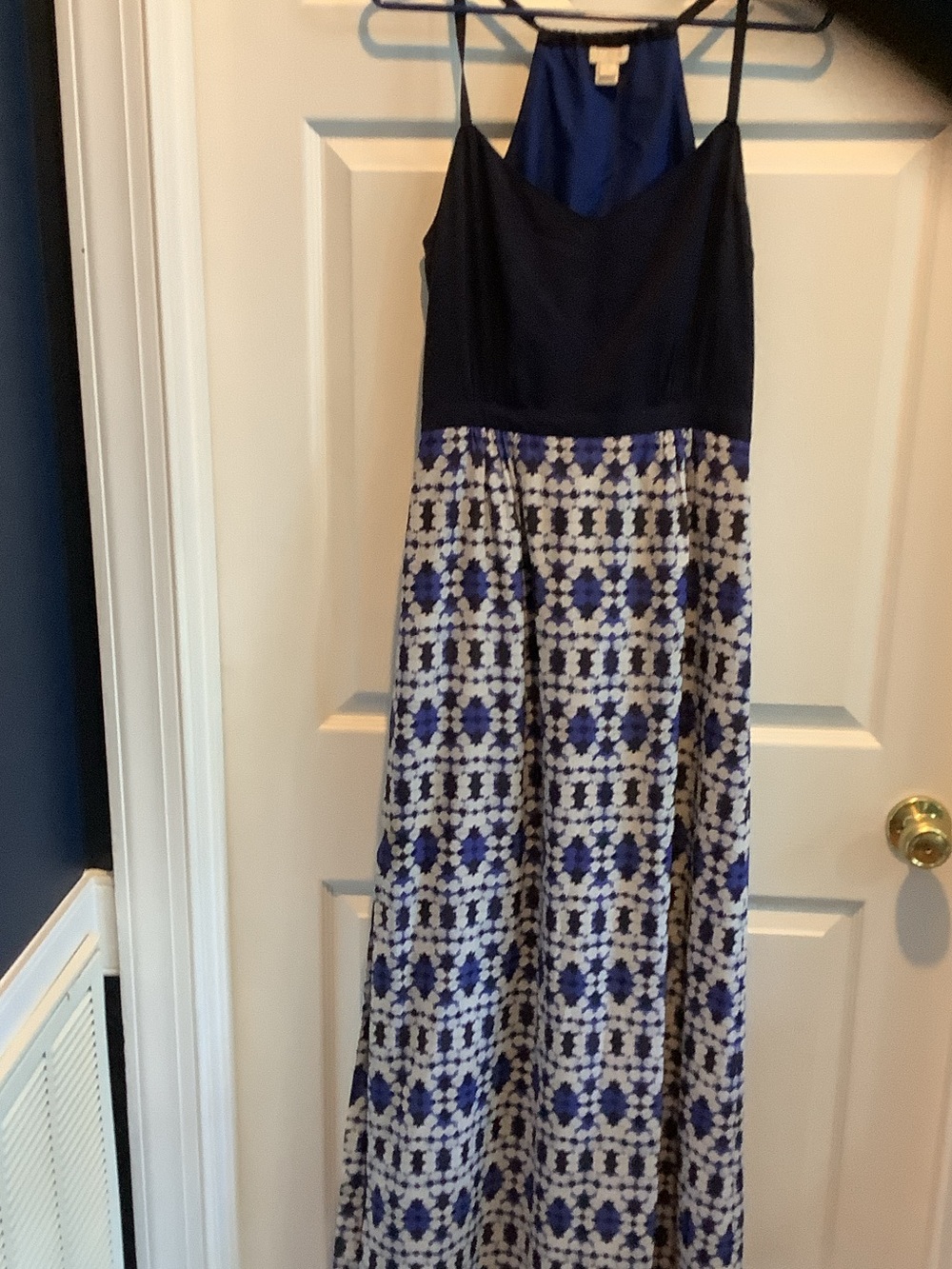 J. Crew Royal Blue and Navy Slip‎ Dress, spaghetti strap